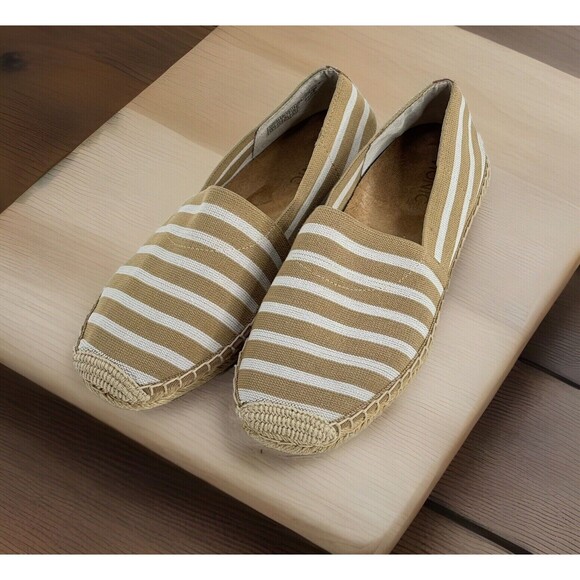 Vionic Coast Valeri Espadrille Flat Beige Striped Loafer Slip On Beach Sz 9.5 - Picture 1 of 8